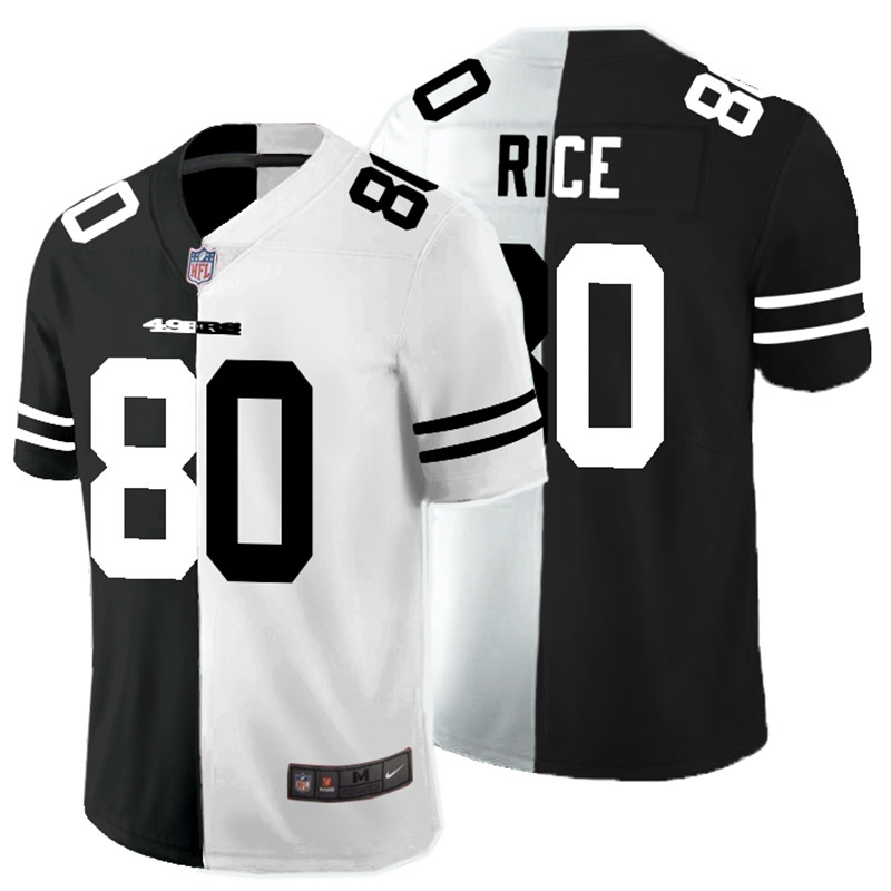 Men's San Francisco 49ers Black & White Split #80 Jerry Rice Limited Stitched Jersey